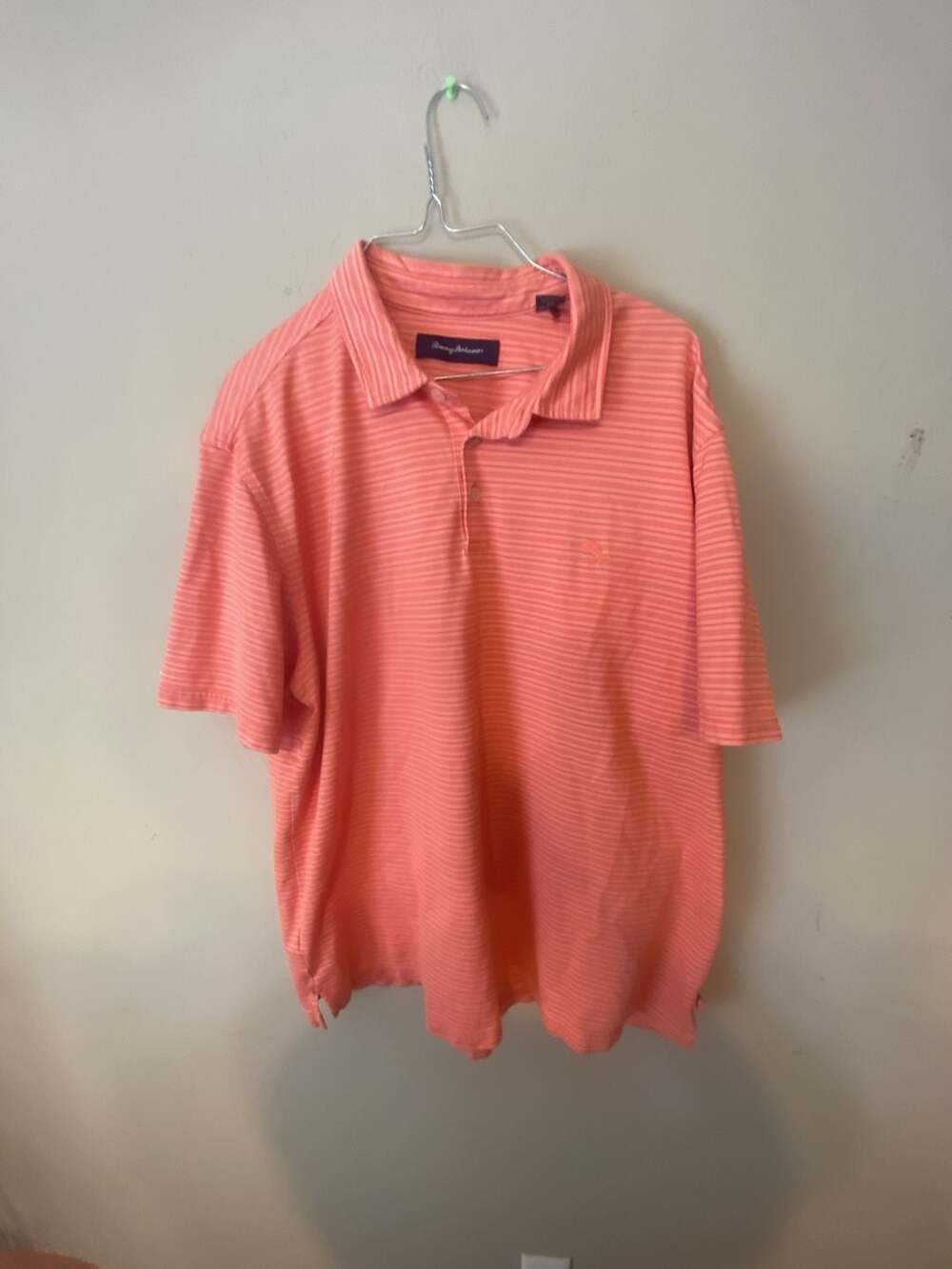 Tommy Bahama Men's Striped Pima Cotton Performance Polo Shirt Coral XXL